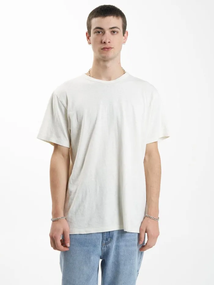 Mens Hemp Embro Merch Fit Tee Dirty White Thrills Tees and Tank Tops