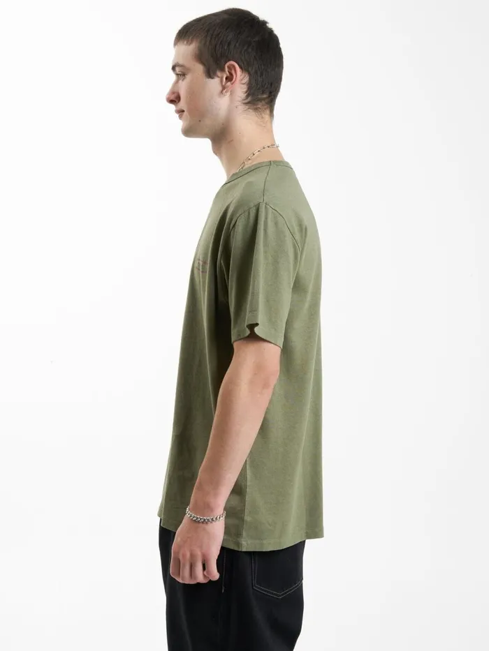 Mens Hemp Issued Merch Fit Tee Mild Army Thrills Tees and Tank Tops