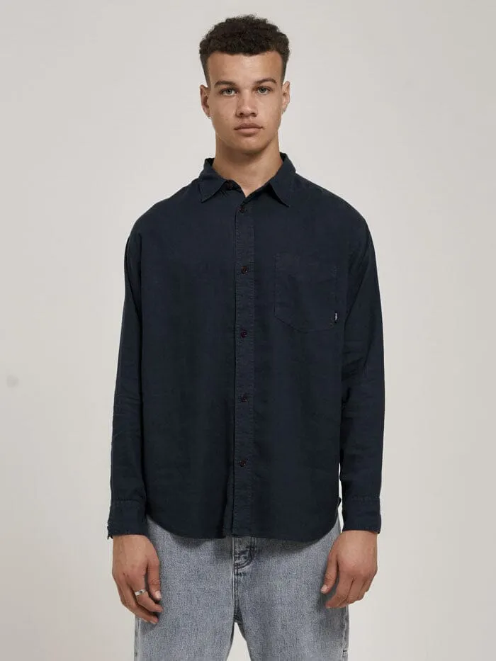 Mens Hemp Minimal Oversize Long Sleeve Shirt Petrol Thrills Shirts