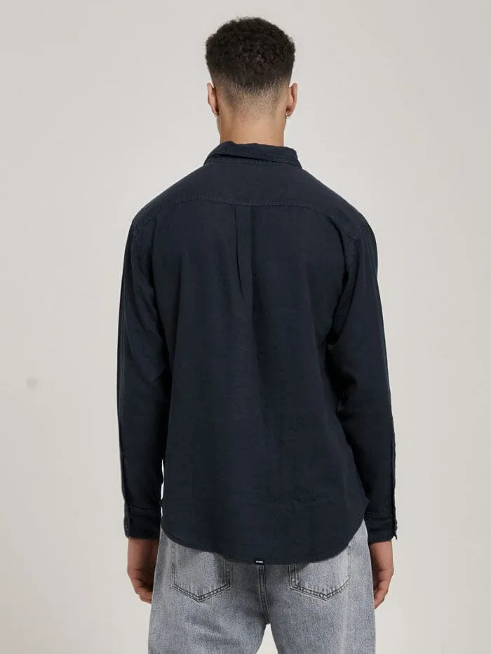 Mens Hemp Minimal Oversize Long Sleeve Shirt Petrol Thrills Shirts