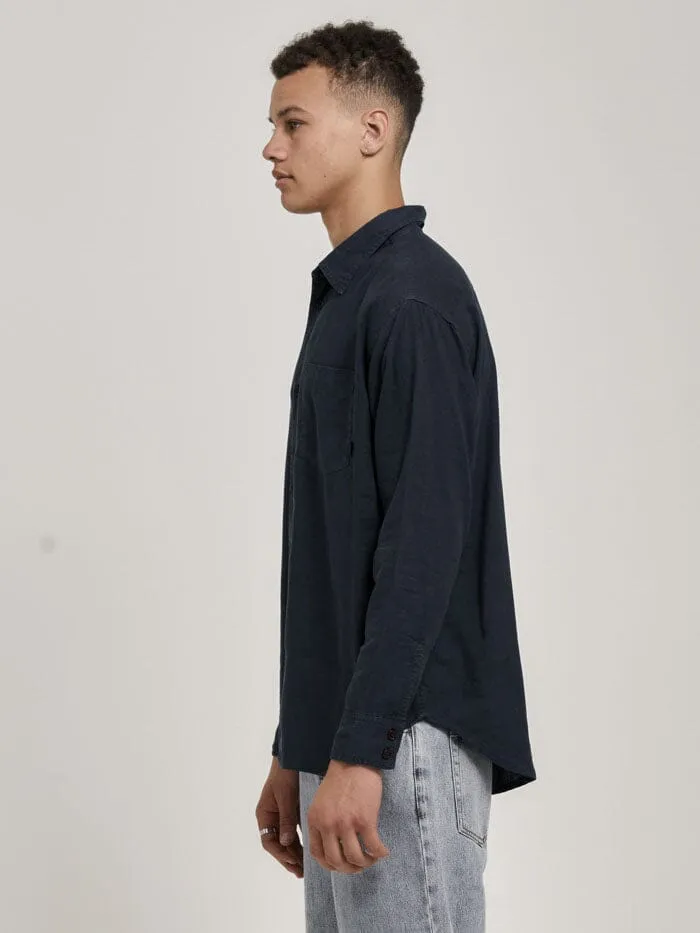 Mens Hemp Minimal Oversize Long Sleeve Shirt Petrol Thrills Shirts
