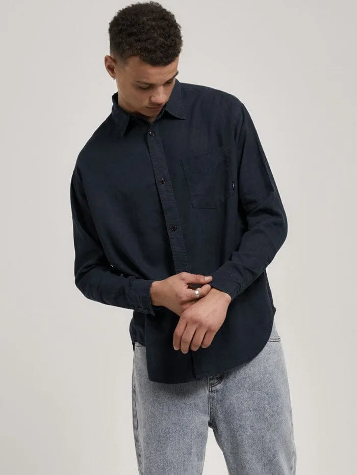 Mens Hemp Minimal Oversize Long Sleeve Shirt Petrol Thrills Shirts