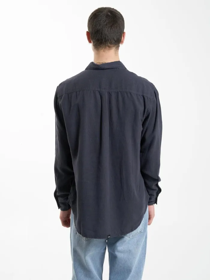 Mens Hemp Minimal Oversize Long Sleeve Shirt Slate Thrills Shirts