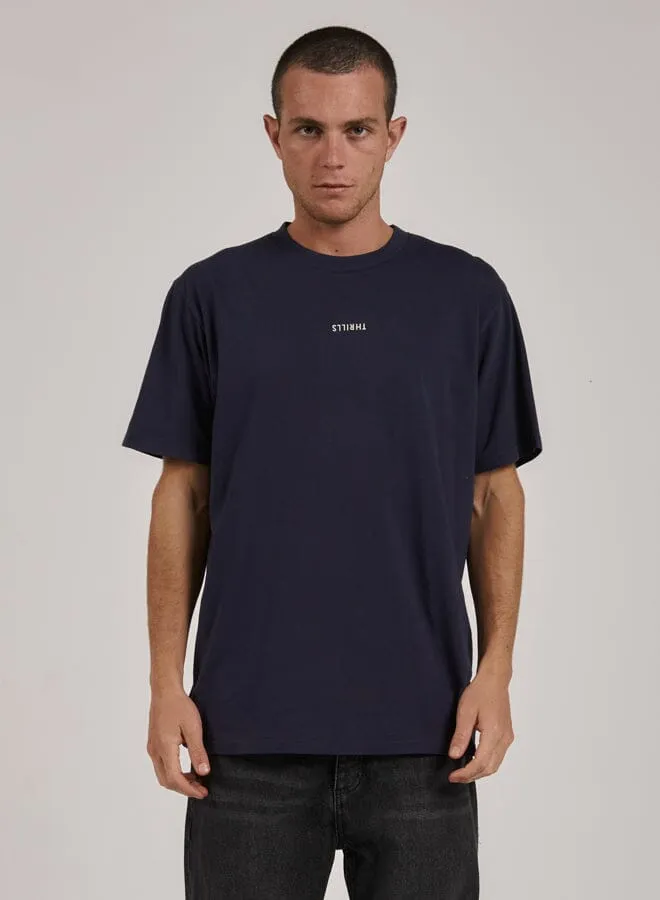 Mens Minimal Merch Fit Tee Station Navy Thrills Tees and Tank Tops