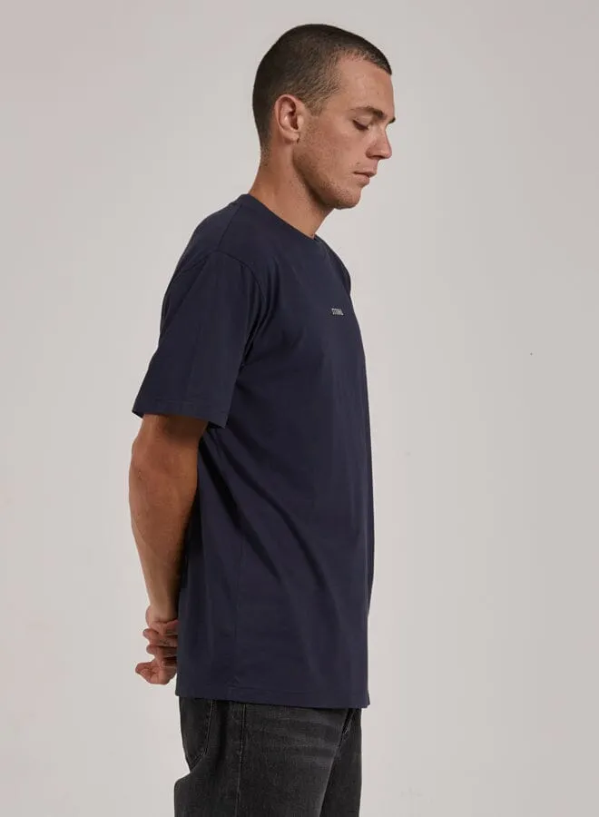 Mens Minimal Merch Fit Tee Station Navy Thrills Tees and Tank Tops