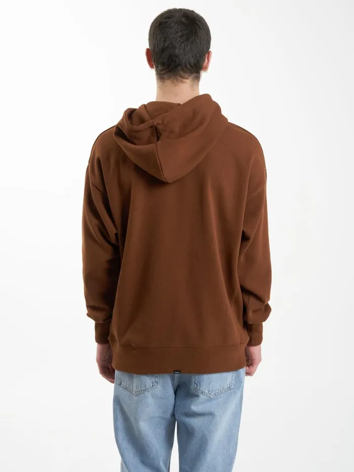 Mens Minimal Slouch Pull On Hood Chestnut Thrills Sweaters and Fleece