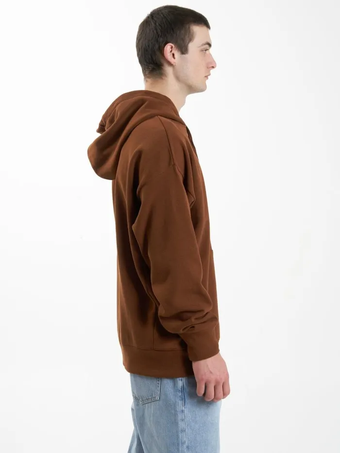 Mens Minimal Slouch Pull On Hood Chestnut Thrills Sweaters and Fleece
