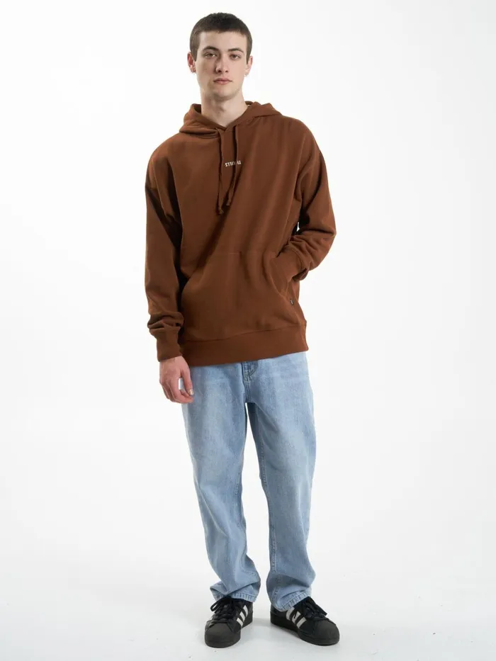 Mens Minimal Slouch Pull On Hood Chestnut Thrills Sweaters and Fleece