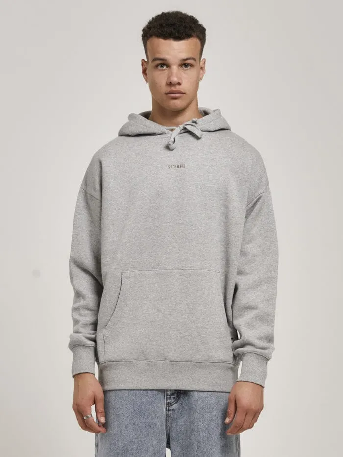 Mens Minimal Slouch Pull On Hood Grey Marle Thrills Sweaters and Fleece