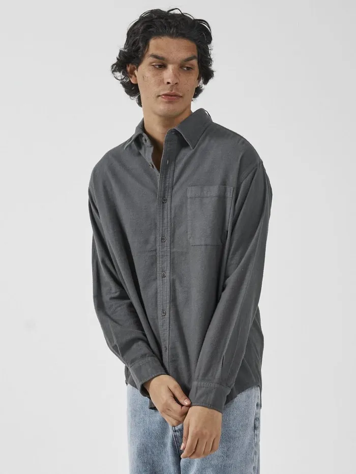 Mens Ops Oversized Long Sleeve Flannel Shirt Chic Green Thrills Shirts