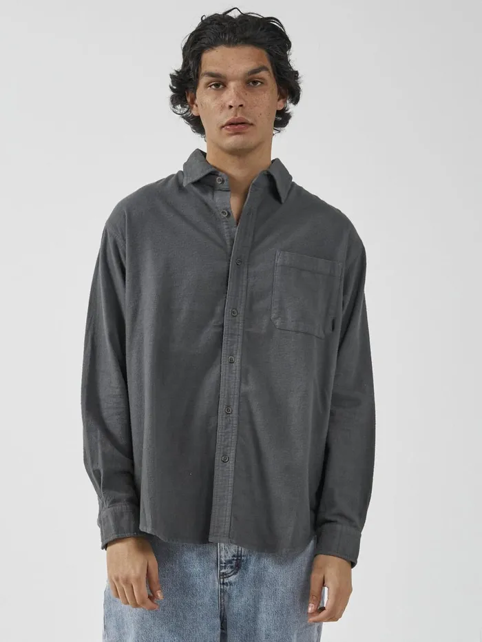 Mens Ops Oversized Long Sleeve Flannel Shirt Chic Green Thrills Shirts