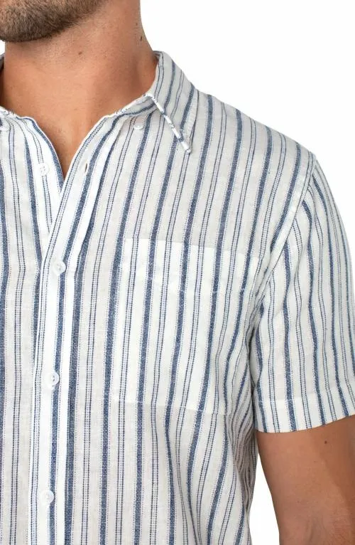 Mens Shirts Liverpool Los Angeles Short Sleeve Button Up Shirt White Navy