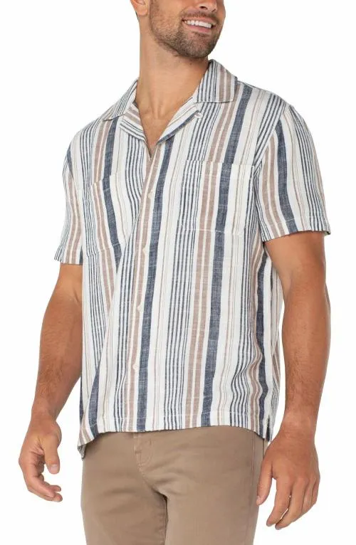 Mens Shirts Liverpool Los Angeles Short Sleeve Camp Shirt Taupe Multi