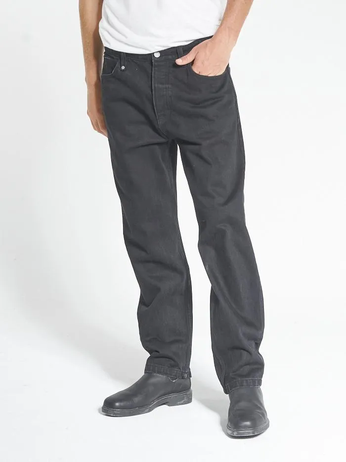 Mens Slacker Denim Jean Black Rinse Thrills Denim