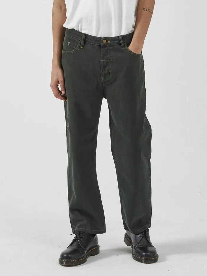 Mens Slacker Denim Jean Oil Greentobacco Thrills Denim