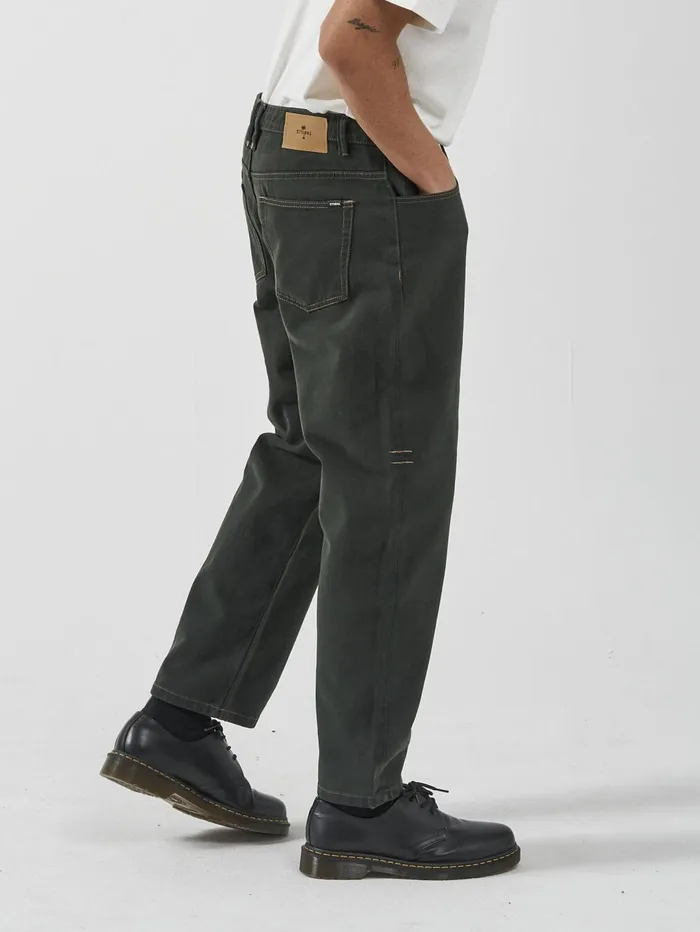 Mens Slacker Denim Jean Oil Greentobacco Thrills Denim