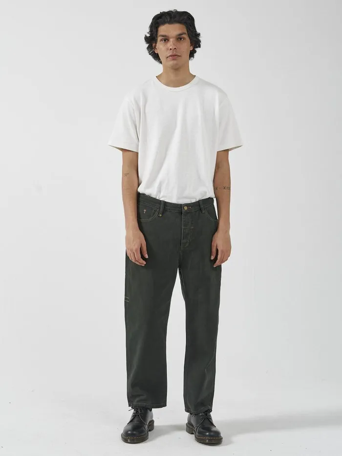 Mens Slacker Denim Jean Oil Greentobacco Thrills Denim
