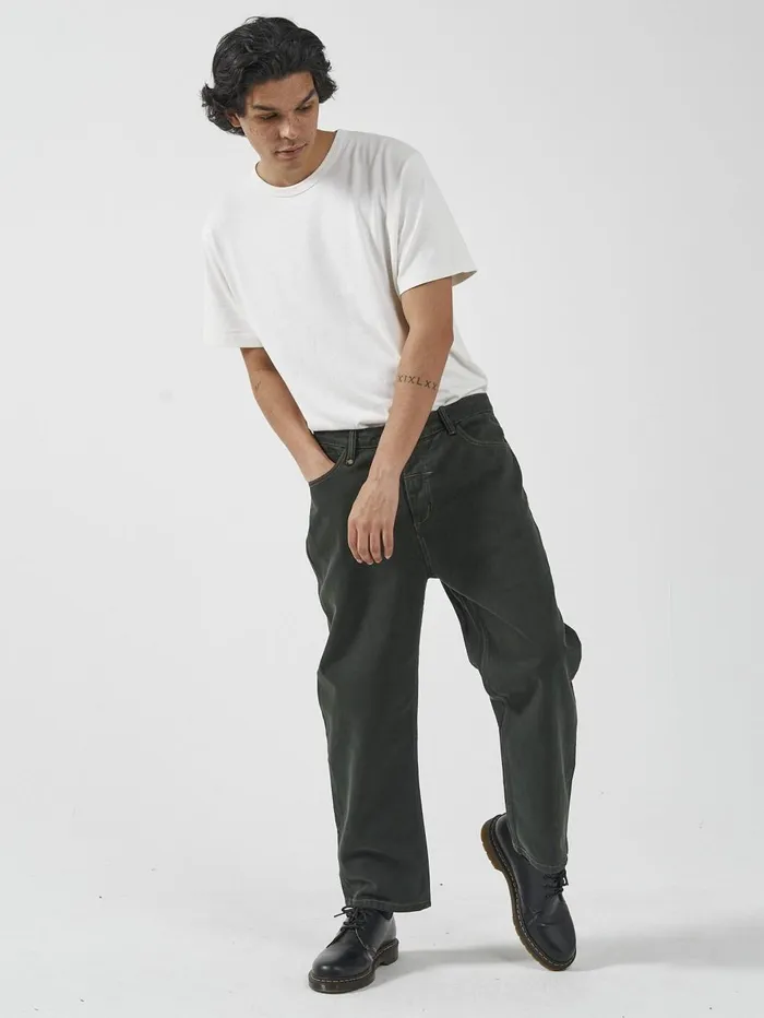 Mens Slacker Denim Jean Oil Greentobacco Thrills Denim