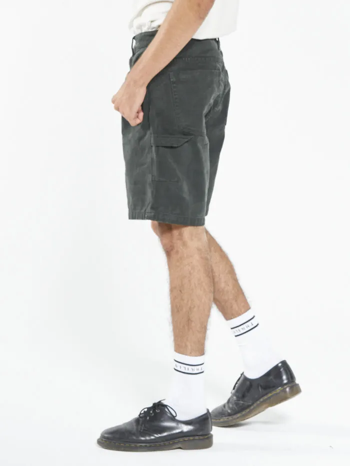 Mens Slacker Denim Short Oil Green Thrills Shorts