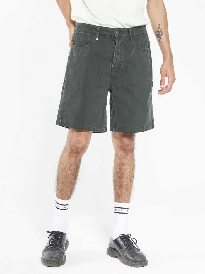 Mens Slacker Denim Short Oil Green Thrills Shorts