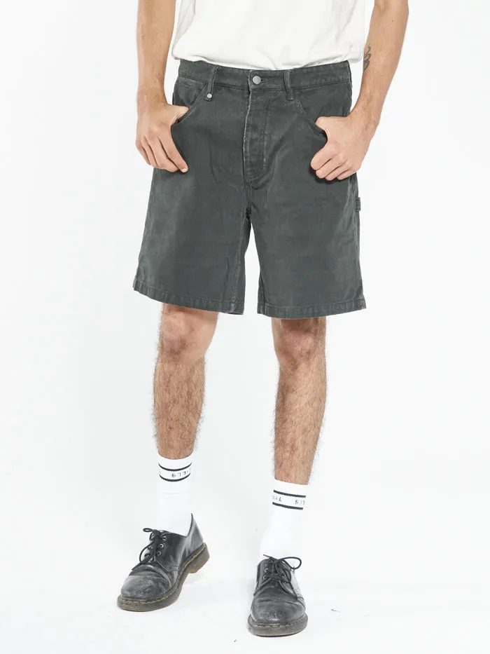 Mens Slacker Denim Short Oil Green Thrills Shorts