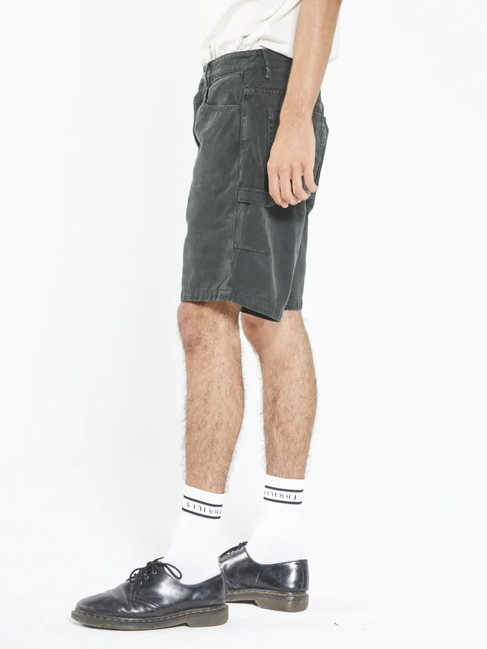 Mens Slacker Denim Short Oil Green Thrills Shorts