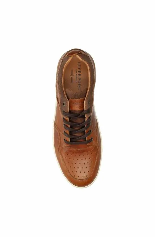 Mens Sneakers Liverpool Los Angeles Launch Textured Leather Sneaker Cognac