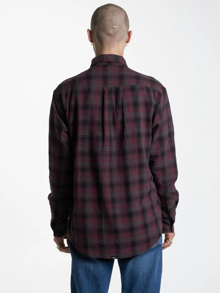 Mens Union Check Long Sleeve Shirt Wine Thrills Shirts