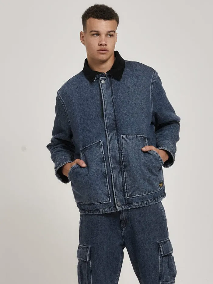 Mens Union Jacket Worn In Blue Thrills Denim