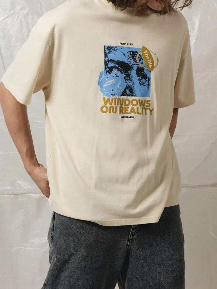 Mens Windows On Reality Oversized Fit Tee Natural Thrills Tees and Tank Tops