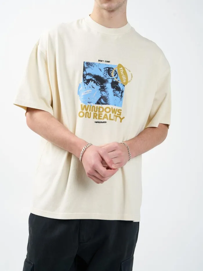 Mens Windows On Reality Oversized Fit Tee Natural Thrills Tees and Tank Tops