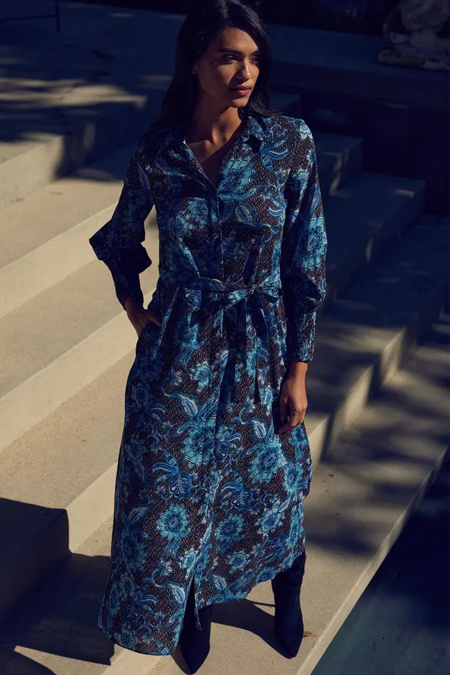 MISA Los Angeles BETTINA DRESS Blue Sunflower Women Dresses