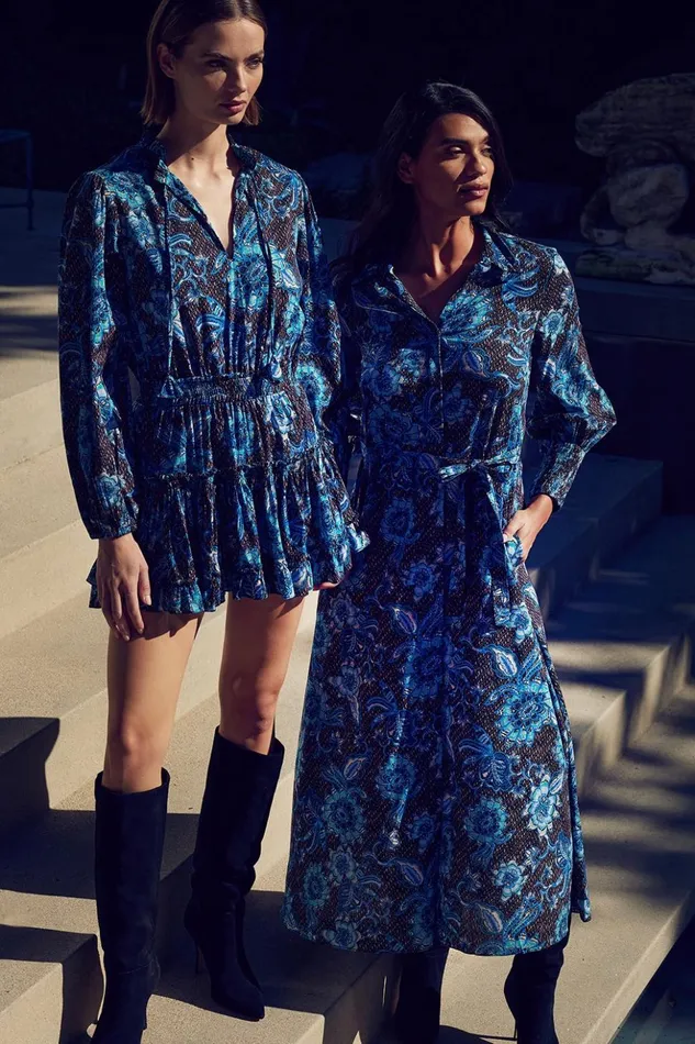 MISA Los Angeles BETTINA DRESS Blue Sunflower Women Dresses