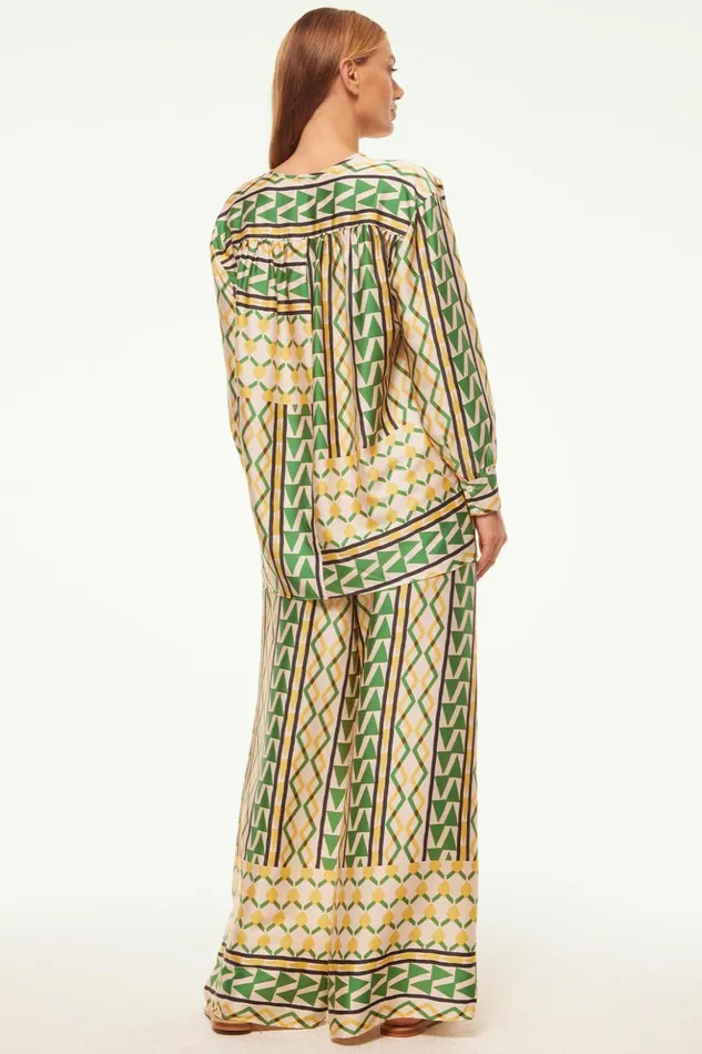 MISA Los Angeles FILOMENA PANT Limoncello Geo Satin Women Pants