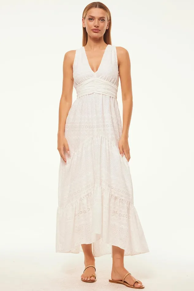 MISA Los Angeles KSENIA DRESS White Eyelet Women Dresses