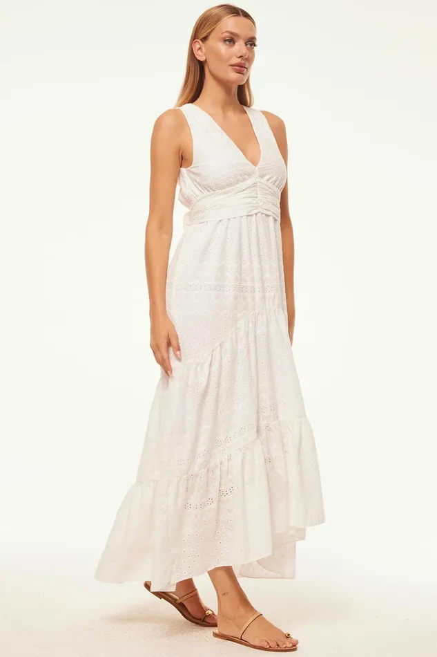MISA Los Angeles KSENIA DRESS White Eyelet Women Dresses