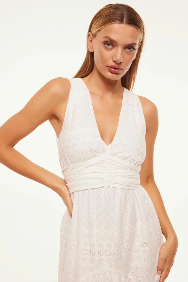 MISA Los Angeles KSENIA DRESS White Eyelet Women Dresses