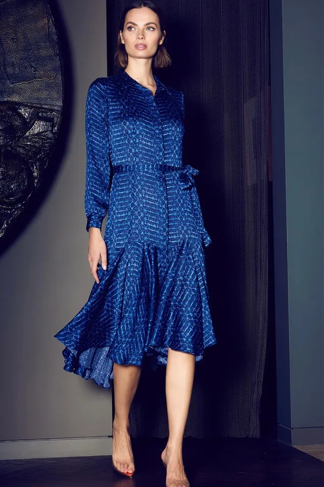 MISA Los Angeles MARTINE DRESS Midnight Shibori Women Dresses