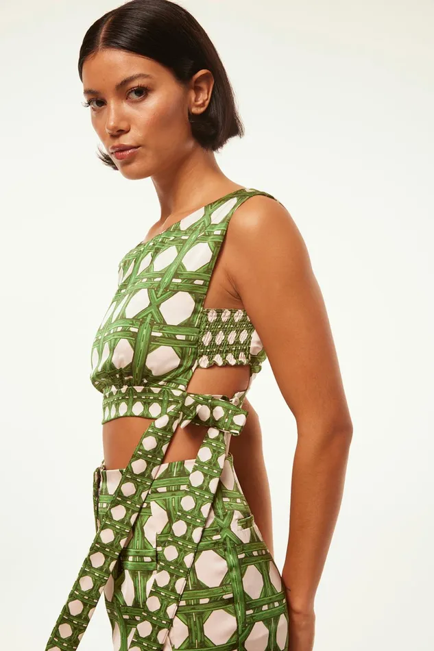 MISA Los Angeles OLENA TOP Rattan Tile Mix Women Tops
