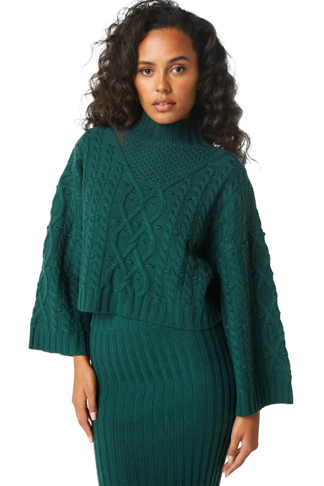 MISA Los Angeles OONA SWEATER Hunter Green Women Tops