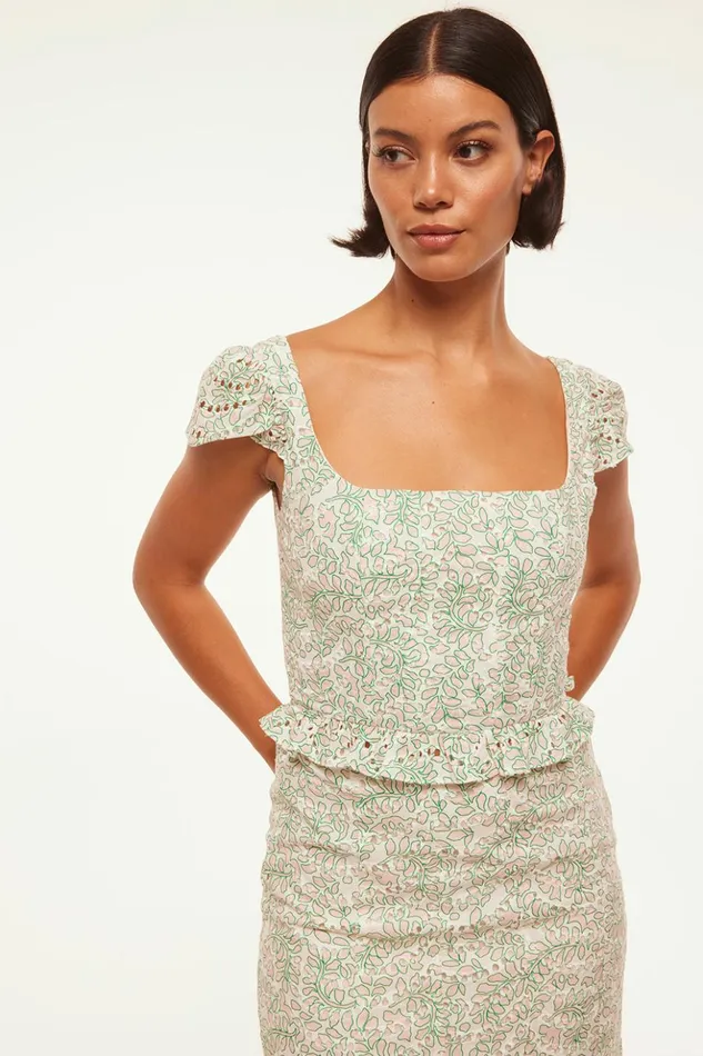 MISA Los Angeles SORA TOP Dewdrop Eyelet Women Tops
