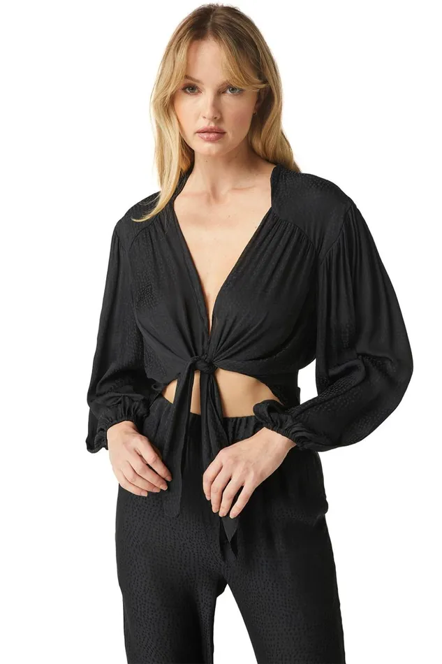 MISA Los Angeles SYLVIA TOP Black Dot Jacquard Women Tops