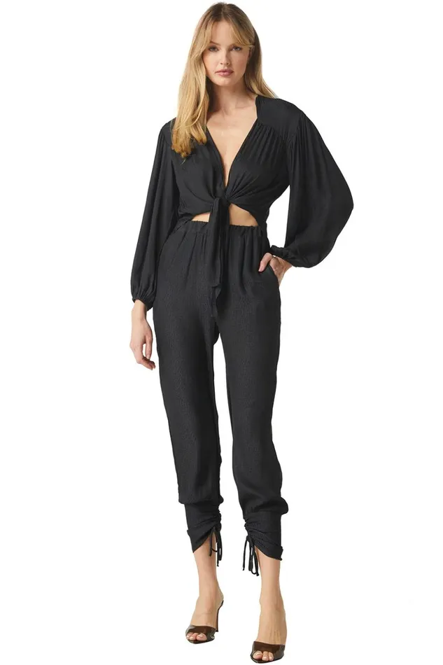 MISA Los Angeles SYLVIA TOP Black Dot Jacquard Women Tops
