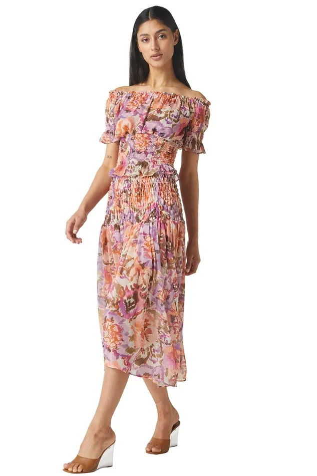 MISA Los Angeles ZADORA SKIRT Sunset Blooms Women Skirts and Shorts