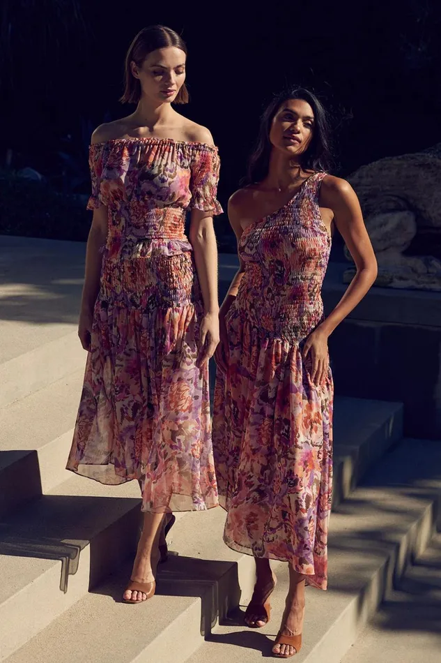 MISA Los Angeles ZADORA SKIRT Sunset Blooms Women Skirts and Shorts