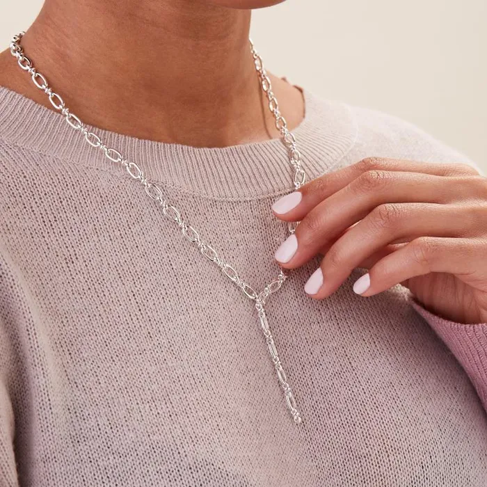 Necklaces Women Alex And Ani Charm Station Paperclip Chain Y Necklace 20039039 Shiny Silver