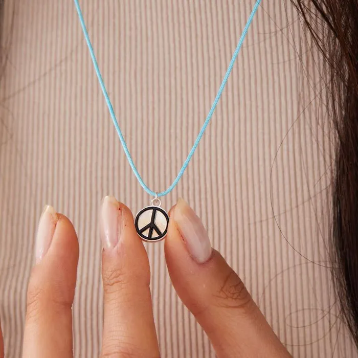 Necklaces Women Alex And Ani Peace Cord Necklace 18034 Shiny Silver