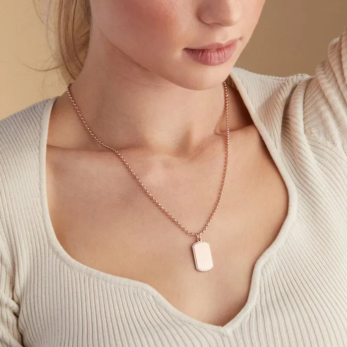 Necklaces Women Alex And Ani Textured Border Dog Tag Necklace Silver