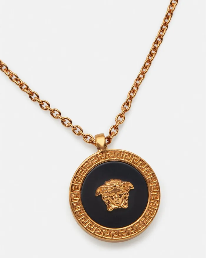 Necklaces WomenMen Versace Enamel Medusa Necklace Blackgold