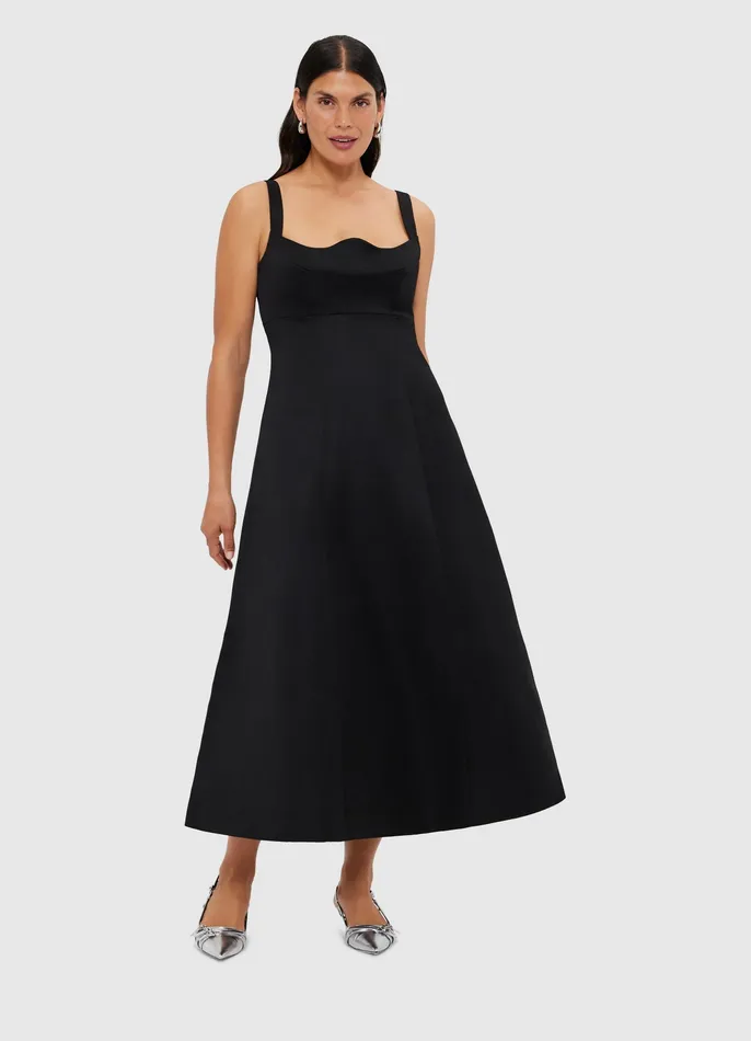 Odette Midi Dress 8211 Ebony Women Dresses and Jumpsuits LEO LIN